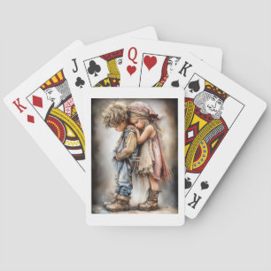 Aanrakende Kinderen Vriendschap Fleece Deken Pokerkaarten