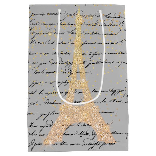 Aanraking Gold Eiffel Tower Medium Gift Bag Medium Cadeauzakje (Achterkant)