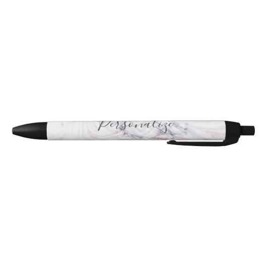 aanraking met Roos White Grey Marble Swirl Chic Tr Blauwe Inkt Pen (Bodem)