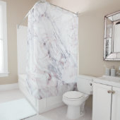 aanraking met Roos White Grey Marble Swirl Chic Tr Douchegordijn (In situ)