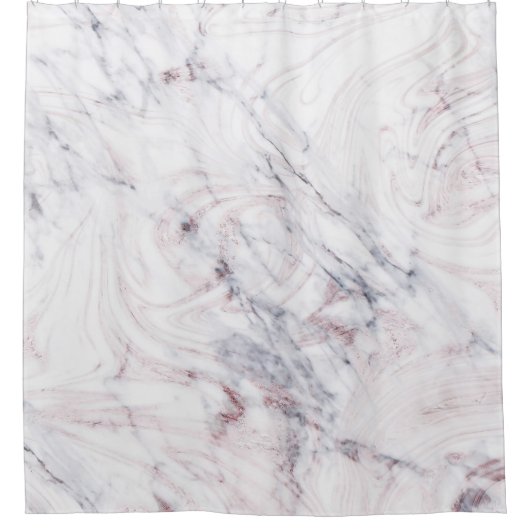 aanraking met Roos White Grey Marble Swirl Chic Tr Douchegordijn (Voorkant)