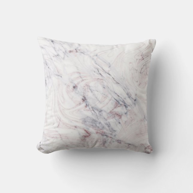 aanraking met Roos White Grey Marble Swirl Chic Tr Kussen (Voorkant)