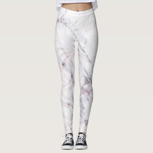 aanraking met Roos White Grey Marble Swirl Chic Tr Leggings (Voorkant)