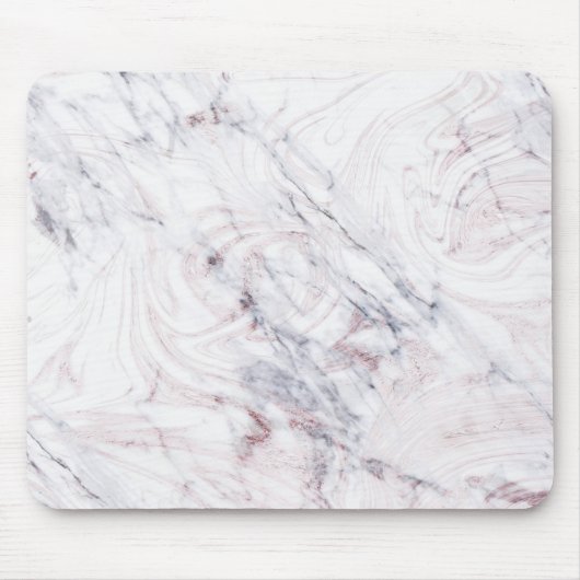 aanraking met Roos White Grey Marble Swirl Chic Tr Muismat (Voorkant)