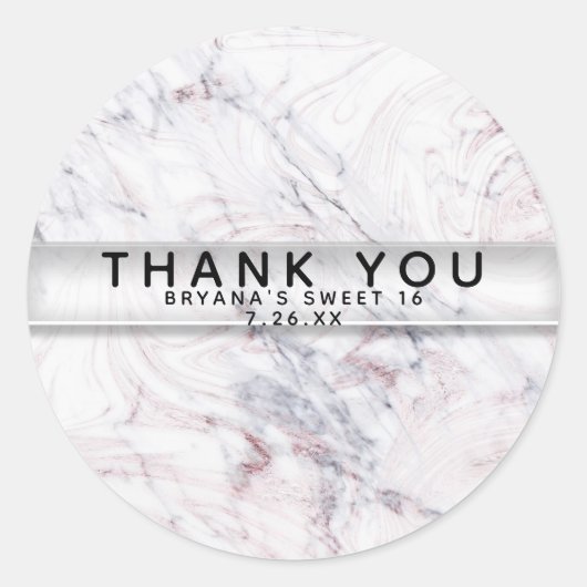 Aanraking van de Roze Witte & Grijze Marmeren Ronde Sticker (Voorkant)