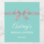 aanraking van de Zilveren Bridal & Shower Blauwgro Wijn Etiket (Enkel label)