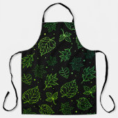 Aanraking van elegante groene bladeren op zwart schort (Voorkant)