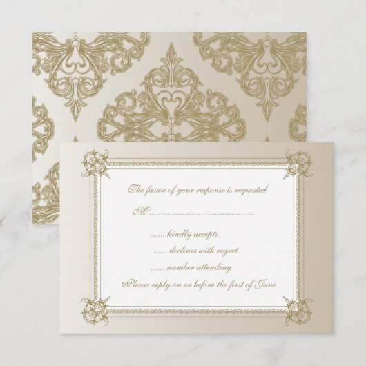 Aanraking van goud RSVP kaartje (Voorkant / Achterkant)