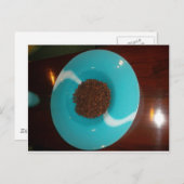 Aanraking van het Zee: een cyaan kom koffie Briefkaart (Voorkant / Achterkant)