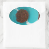 Aanraking van het Zee: een cyaan kom koffie Ovale Sticker (Tas)