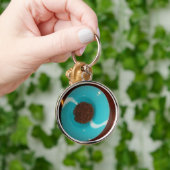 Aanraking van het Zee: een cyaan kom koffie Sleutelhanger (Hand)