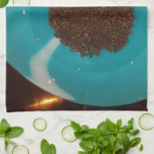 Aanraking van het Zee: een cyaan kom koffie Theedoek (Gevouwen)