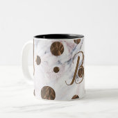 Aanraking van Roos Gold Marble Bronze Copper Girly Tweekleurige Koffiemok (Voorkant links)