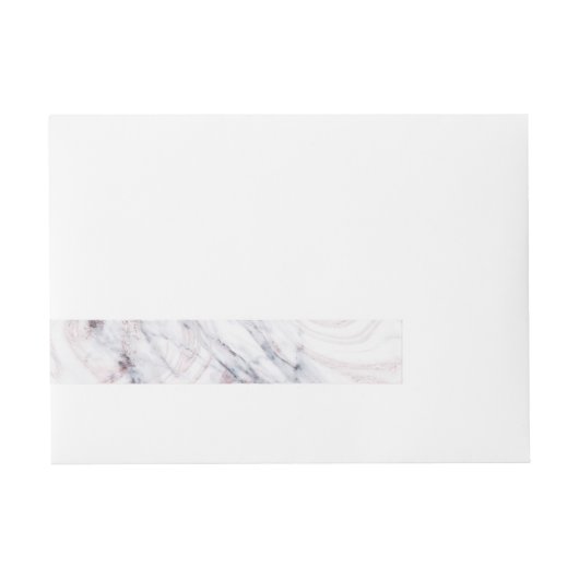 Aanraking van Roos White & Grey Marble Swirl Chic Omwikkelbaar Adreslabel (Voorkant)