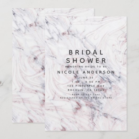 Aanraking van Roos Wit Grijs Marmer Vrijgezellenfe Kaart (Voorkant / Achterkant)