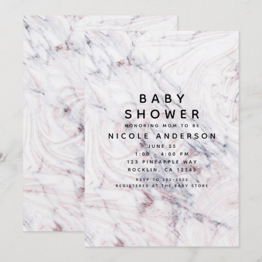 Aanraking van Roos Wit Grijs Marmeren Werveltje Ba Kaart (Voorkant / Achterkant)