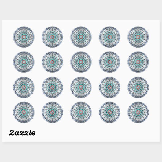 Aanraking van turquoise ronde Stickers (Vel)