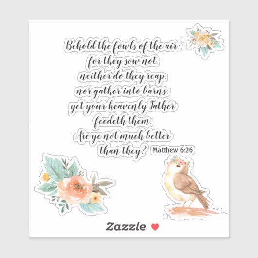 Aanschouw de Fowls van de luchtbijbel Verse Sticke Sticker (Vel)