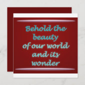 Aanschouw de schoonheid gedicht kunst kaart (Voorkant / Achterkant)