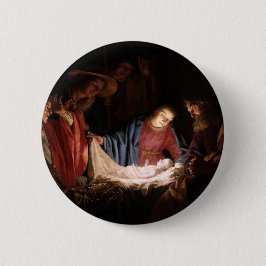 Aanschouwing van de Herders door Honthorst Ronde Button 5,7 Cm (Voorkant)