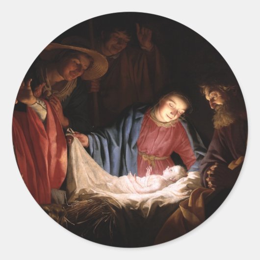 Aanschouwing van de Herders door Honthorst Ronde Sticker (Voorkant)