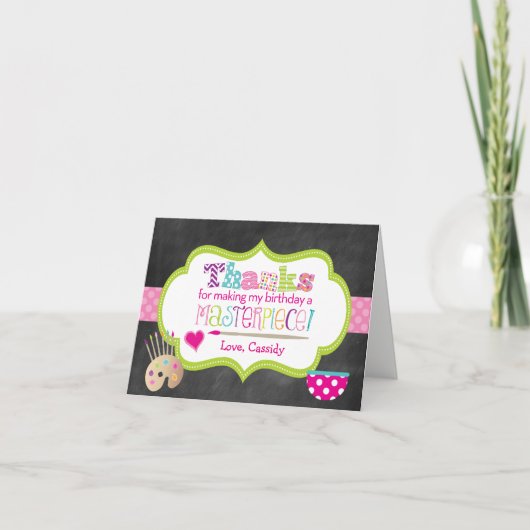 Aanschrijkaart verjaardag aardewerk beschilderen b bedankkaart (Voorkant)