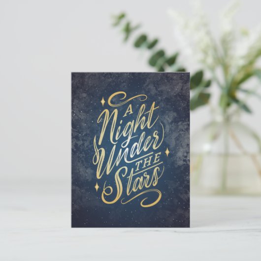 Aansichtkaart Een Nacht Onder de Sterren Uitnodiging Briefkaart (Staand voorkant)