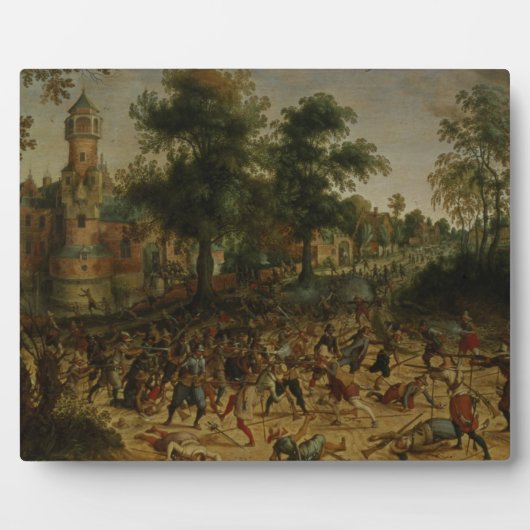Aanslag op een stad (olie op canvas) fotoplaat (Voorkant)