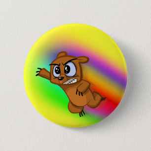 Aanslag op Grizzly Ninja - Regenboogvaag! Ronde Button 5,7 Cm