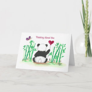 Aansporing Panda Bamboe Vlinder Hart Ballon Kaart