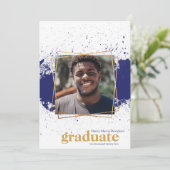 Aansporing tot Afstuderen van Navy & Gold Funky Sp Kaart (Staand voorkant)