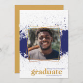 Aansporing tot Afstuderen van Navy & Gold Funky Sp Kaart (Voorkant / Achterkant)