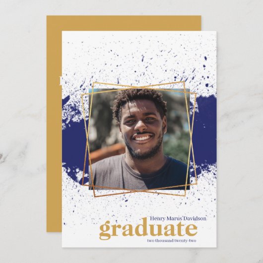 Aansporing tot Afstuderen van Navy & Gold Funky Sp Kaart (Voorkant / Achterkant)
