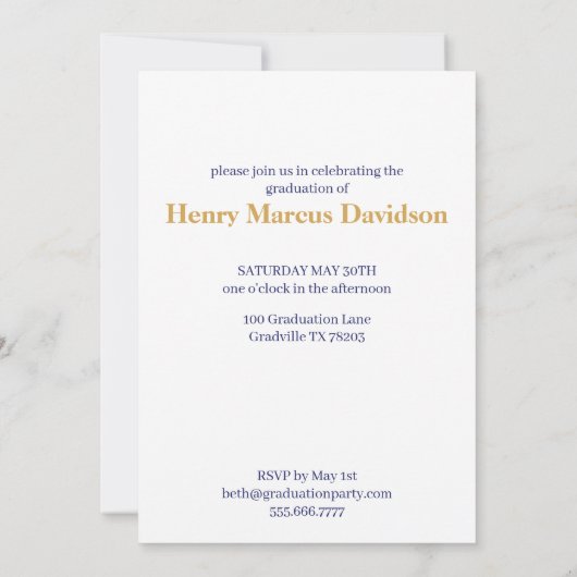 Aansporing tot Afstuderen van Navy & Gold Funky Sp Kaart (Achterkant)