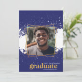 Aansporing tot Afstuderen van Navy & Gold Funky Sp Kaart (Staand voorkant)