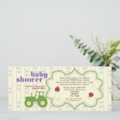 Aansporing van tractor-/ladybug-Baby shower Kaart (Staand voorkant)