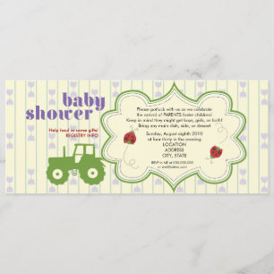 Aansporing van tractor-/ladybug-Baby shower Kaart