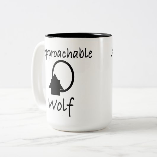 "Aanspreekbare Wolf" Art van J.H.Thornton Tweekleurige Koffiemok (Voorkant links)