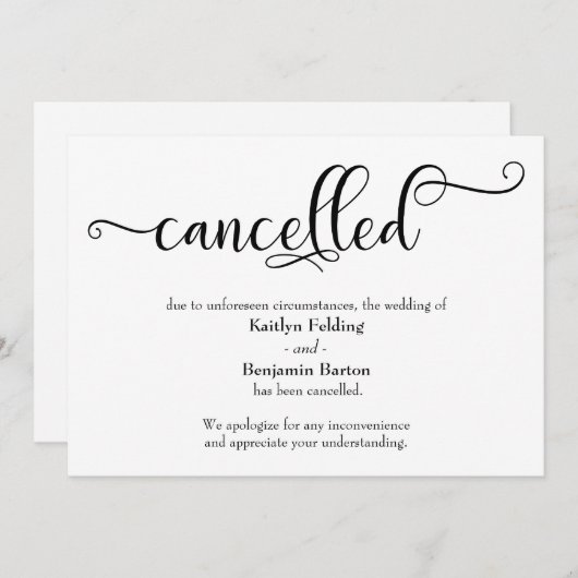 Aansprekende kaart met kalligrafie voor afgeblazen (Voorkant / Achterkant)