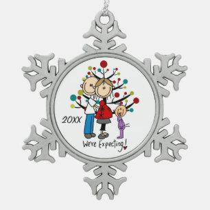 Aanstaand paar met meisje sneeuwvlok Ornament