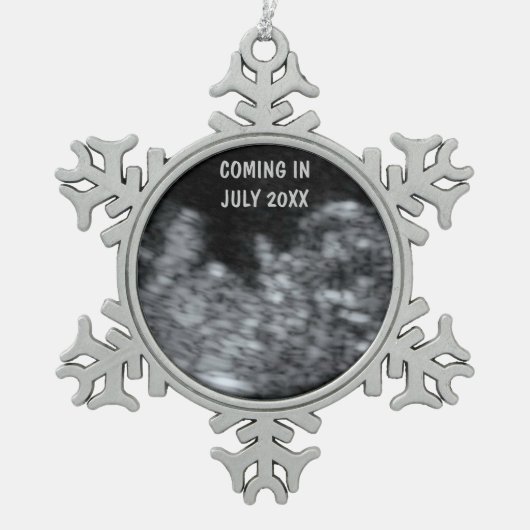 Aanstaande Baby Christmas Keepsake Tin Sneeuwvlok Ornament (Voorkant)