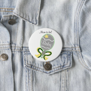 Aanstaande Moeder Gele Ster Groene Strik Baby Ramm Ronde Button 7,6 Cm