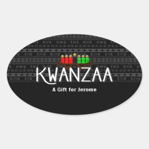Aanstekende kaarsen op Kinara met Kwanzaa en Custo Ovale Sticker