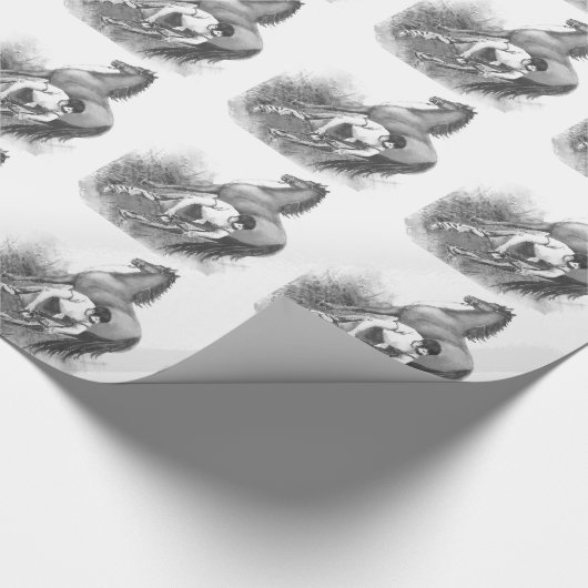  aanstekerpaard Shoeing Black White Art Cadeaupapier (Hoek)