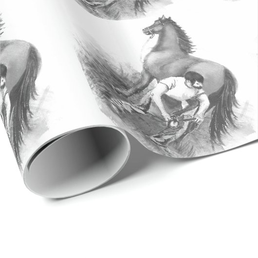  aanstekerpaard Shoeing Black White Art Cadeaupapier (Rol Hoek)