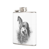 aanstekerpaard Shoeing Black White Art Heupfles (Links)