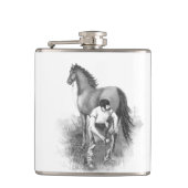  aanstekerpaard Shoeing Black White Art Heupfles (Voorkant)