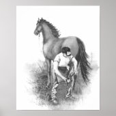  aanstekerpaard Shoeing Black White Art Poster (Voorkant)
