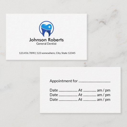 Aanstelling tandarts tandheelkundige arts afsprakenkaartje (Voorkant / Achterkant)