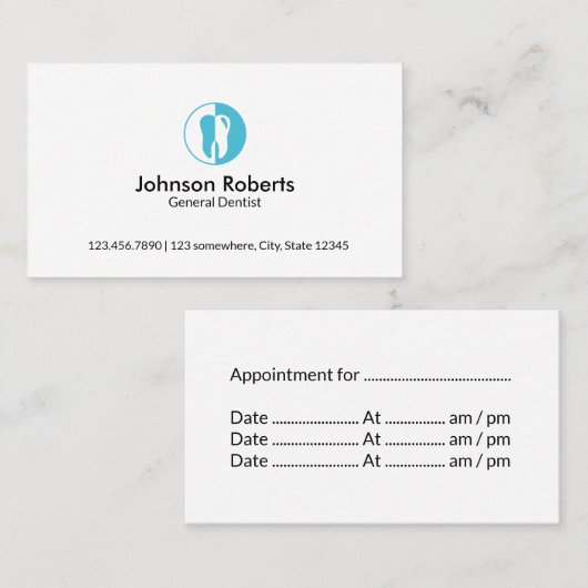 Aanstelling tandarts tandheelkundige arts afsprakenkaartje (Voorkant / Achterkant)